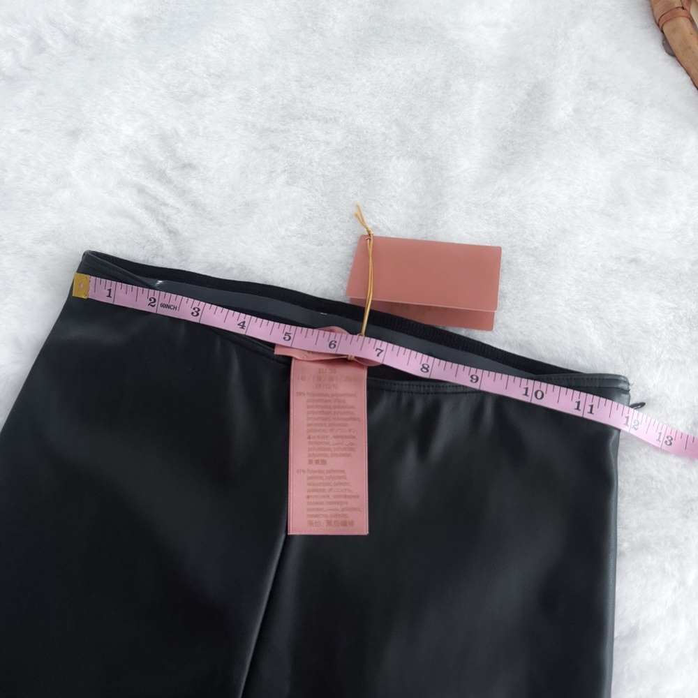 Wolford Amina Muaddi Faux Leather Leggings Stirrup Black NWT - Picture 12 of 13